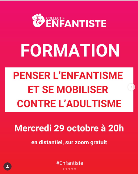 Formation &laquo;&nbsp;Penser l&rsquo;enfantisme et se mobiliser contre l&rsquo;adultisme&nbsp;&raquo;